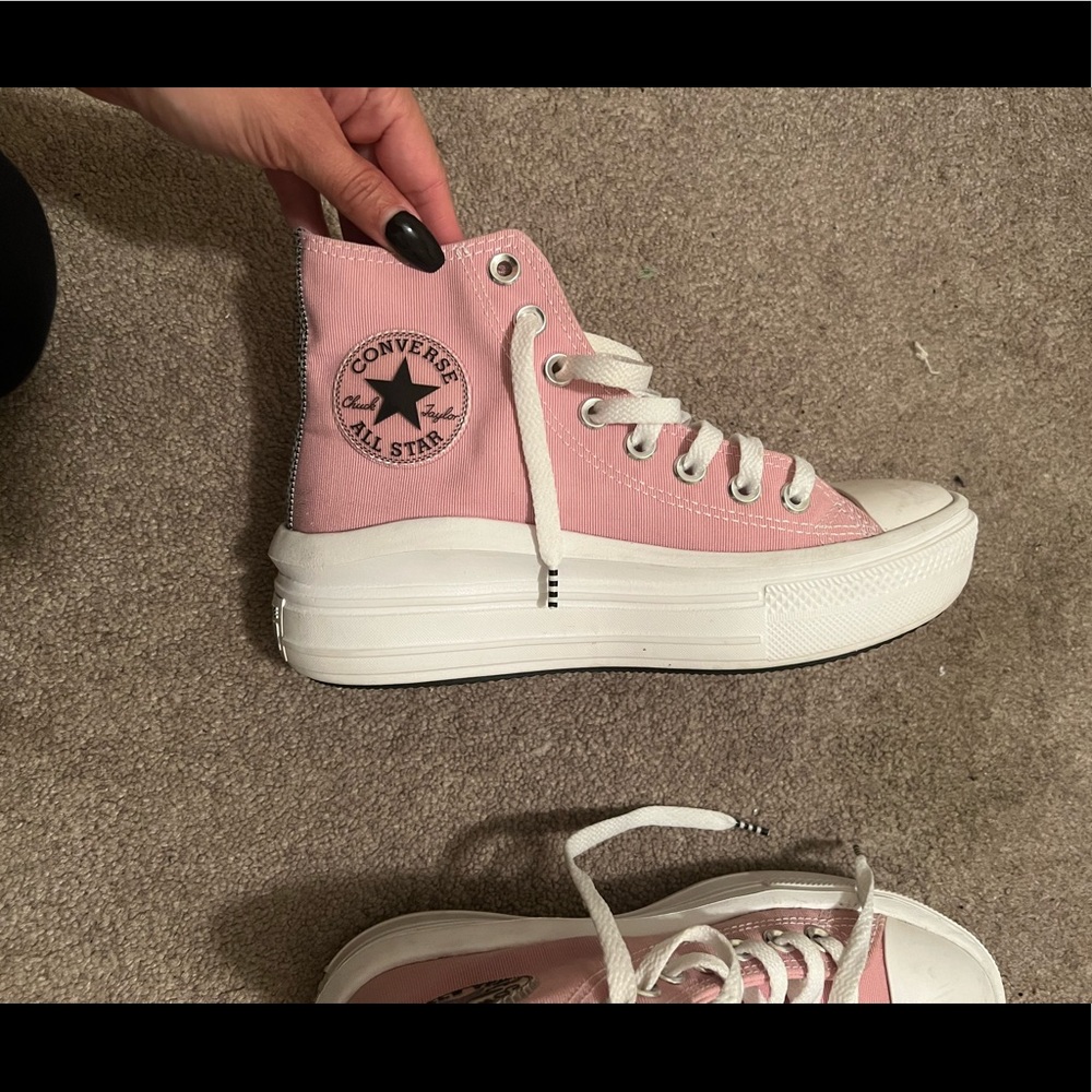 💋pink high top platform converse